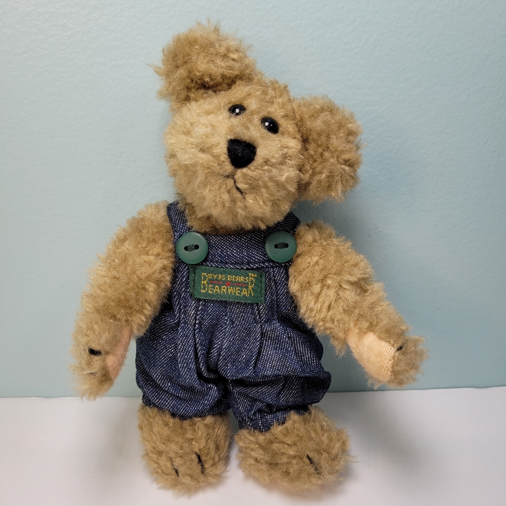 Boyds Bear in Denim Boydswear Overalls Jointed J B Bean Series VTG 7" Plush